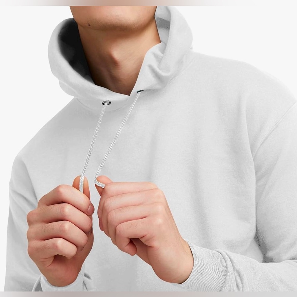Hanes Men’s EcoSmart Fleece Hoodie l White l M - Picture 2 of 9